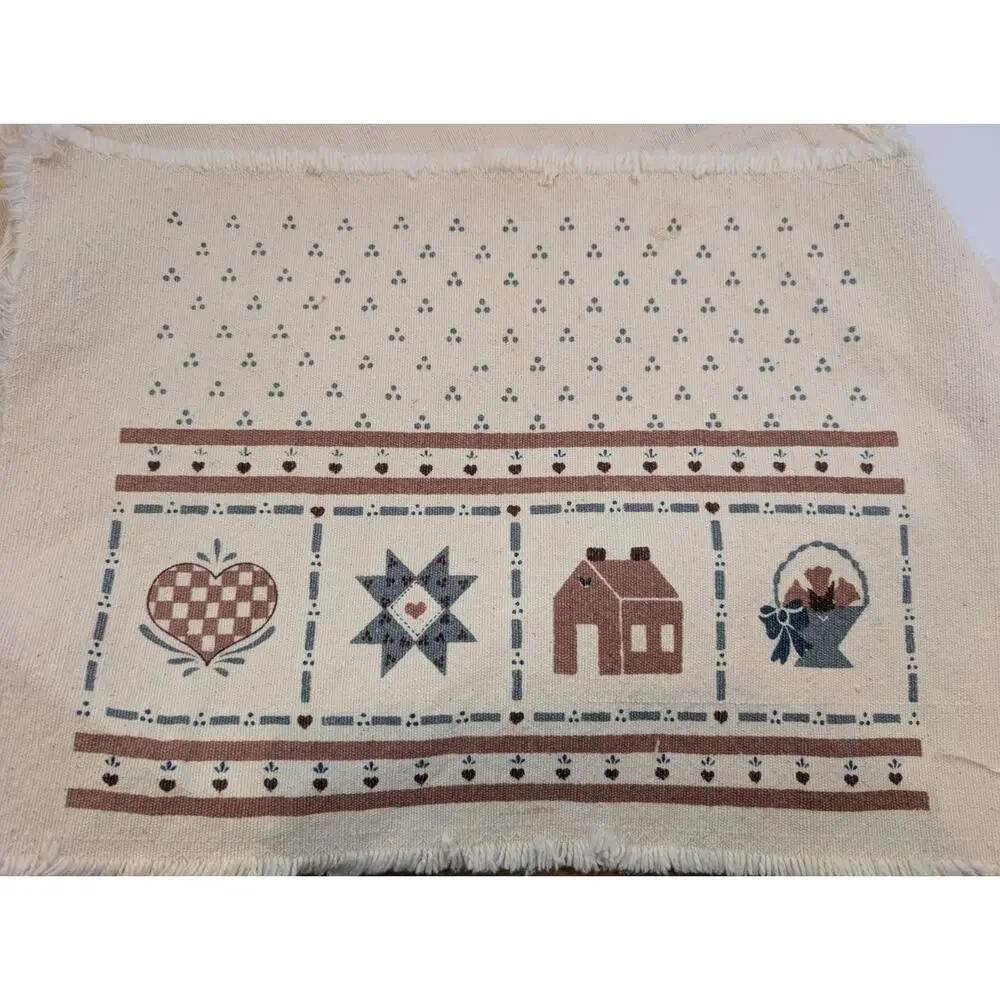 Vintage Set Of 6 Placemats With Houses READ